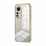 For Xiaomi Redmi K50 Ultra / Xiaomi 12T Transparent Plating Fine Hole Phone Case(Gold)