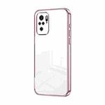 For Xiaomi Redmi Note 10/Note 10S Transparent Plating Fine Hole Phone Case(Pink)