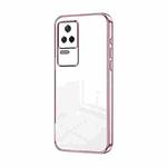 For Xiaomi Redmi K40S / Poco F4 Transparent Plating Fine Hole Phone Case(Pink)