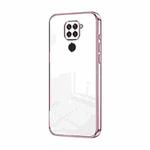 For Xiaomi Redmi Note 9 / 10X 4G Transparent Plating Fine Hole Phone Case(Pink)