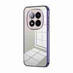 For Xiaomi Redmi Note 14 Pro+ 5G Transparent Plating Fine Hole Phone Case(Purple)