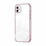 For Samsung Galaxy A05 Transparent Plating Fine Hole Phone Case(Pink)