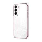 For Samsung Galaxy S22+ 5G Transparent Plating Fine Hole Phone Case(Pink)
