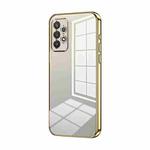 For Samsung Galaxy A32 4G Transparent Plating Fine Hole Phone Case(Gold)
