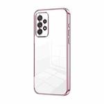 For Samsung Galaxy A52 5G Transparent Plating Fine Hole Phone Case(Pink)