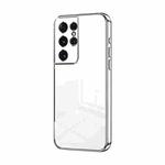 For Samsung Galaxy S21 Ultra 5G Transparent Plating Fine Hole Phone Case(Silver)