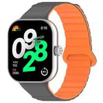 For Xiaomi Smart Band 9 Pro / 8 Pro Two Color Magnetic Silicone Watch Band(Grey Orange)