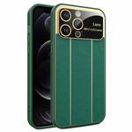 For iPhone 12 Pro Electroplating Litchi Grain Large Window Phone Case(Green)