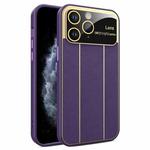For iPhone 11 Pro Max Electroplating Litchi Grain Large Window Phone Case(Purple)