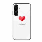 For Samsung Galaxy S24+ 5G Colorful Painted Glass Phone Case(Red Heart)