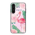 For Samsung Galaxy S24+ 5G Colorful Painted Glass Phone Case(Flamingo)