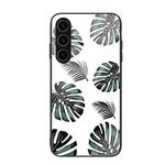 For Samsung Galaxy S24+ 5G Colorful Painted Glass Phone Case(Banana Leaf)