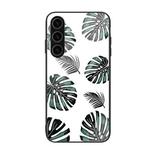For Samsung Galaxy S24 5G Colorful Painted Glass Phone Case(Banana Leaf)