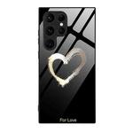 For Samsung Galaxy S24 Ultra 5G Colorful Painted Glass Phone Case(Black Love)