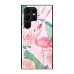 For Samsung Galaxy S24 Ultra 5G Colorful Painted Glass Phone Case(Flamingo)