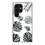 For Samsung Galaxy S24 Ultra 5G Colorful Painted Glass Phone Case(Banana Leaf)