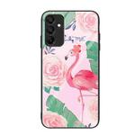 For Samsung Galaxy A15 4G Colorful Painted Glass Phone Case(Flamingo)
