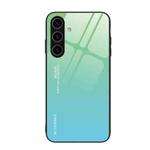 For Samsung Galaxy S24 5G Gradient Color Glass Phone Case(Green Cyan)