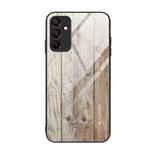 For Samsung Galaxy A15 4G Wood Grain Glass Phone Case(Grey)