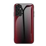 For Samsung Galaxy A25 5G Texture Gradient Glass TPU Phone Case(Red)