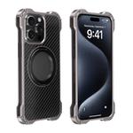 For iPhone 15 Pro R-JUST RJ51-1 Hollow Rotating Holder MagSafe Magnetic Metal Phone Case(Silver Grey)