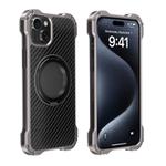 For iPhone 15 R-JUST RJ51-1 Hollow Rotating Holder MagSafe Magnetic Metal Phone Case(Silver Grey)