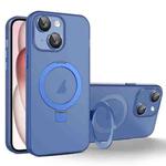 For iPhone 15 MagSafe Holder PC Hybrid TPU Phone Case(Blue)