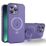 For iPhone 13 Pro Max MagSafe Holder PC Hybrid TPU Phone Case(Deep Purple)