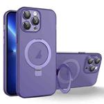 For iPhone 13 Pro MagSafe Holder PC Hybrid TPU Phone Case(Deep Purple)