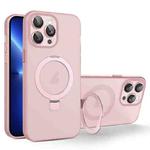 For iPhone 13 Pro PC Hybrid TPU MagSafe Holder Phone Case(Pink)