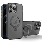 For iPhone 12 Pro Max MagSafe Holder PC Hybrid TPU Phone Case(Black)