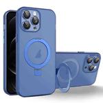 For iPhone 12 Pro MagSafe Holder PC Hybrid TPU Phone Case(Blue)