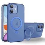 For iPhone 11 MagSafe Holder PC Hybrid TPU Phone Case(Blue)