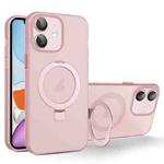 For iPhone 11 PC Hybrid TPU MagSafe Holder Phone Case(Pink)