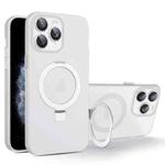 For iPhone 11 Pro MagSafe Holder PC Hybrid TPU Phone Case(White)