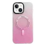 For iPhone 15 Plus MagSafe IMD Gradient PC Hybrid TPU Phone Case(Pink)