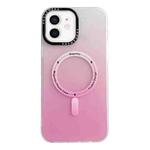 For iPhone 12 mini MagSafe IMD Gradient PC Hybrid TPU Phone Case(Pink)