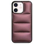 For iPhone 12 Big Hole Eiderdown Airbag Phone Case(Wine Red)