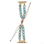 For Apple Watch Series 9 45mm Heart Stones Drawstring Chain Watch Band(Blue)