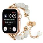 For Apple Watch Series 4 44mm Pearl Chain Metal Bracelet Watch Band(White Gold)