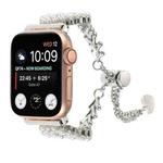 For Apple Watch Series 3 38mm Pearl Round Zinc Alloy Chain Metal Watch Band(Silver)