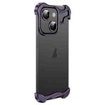 For iPhone 15 Plus Frameless Metal Corner Pad Phone Case with Lens Film(Purple)