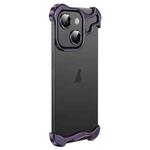 For iPhone 14 Plus Frameless Metal Corner Pad Phone Case with Lens Film(Purple)