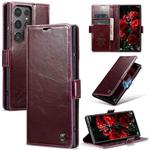 For Samsung Galaxy S24 Ultra 5G CaseMe 003 Crazy Horse Texture Flip Leather Phone Case(Mulberry Red)