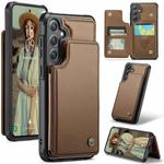 For Samsung Galaxy S24 5G CaseMe C22 PC+TPU Business Style RFID Anti-theft Leather Phone Case(Brown)