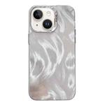For iPhone 13 Color Silver IMD Feather Pattern Shockproof Phone Case