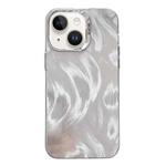 For iPhone 14 Color Silver IMD Feather Pattern Shockproof Phone Case