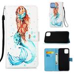 For iPhone 12 mini Painted Flat Texture Leather Case with Lanyard & Card Slot & Wallet & Holder(Mermaid)