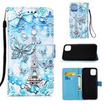 For iPhone 12 mini Painted Flat Texture Leather Case with Lanyard & Card Slot & Wallet & Holder(Tower Butterfly)