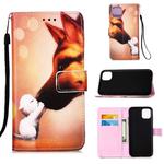 For iPhone 12 mini Painted Flat Texture Leather Case with Lanyard & Card Slot & Wallet & Holder(Hound Kiss)